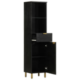 Bathroom Cabinet Black 38x33x160 cm Solid Wood Mango 4017670