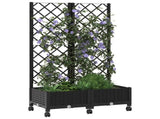 Garden Planter with Trellis&Wheels Black 80 x 40 x 131.5 cm PP 3422965