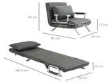 4-in-1 Faux Suede Chair Bed - Grey T3398P344817