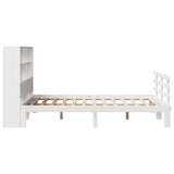 ZNTS Bookcase Bed without Mattress White 140x190cm Solid Wood Pine 3322750