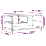 Coffee Table Smoked Oak 90x49x40 cm Engineered Wood 835311