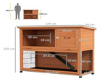 Two-Tier Antiseptic Wood Rabbit Hutch, 102cm Guinea Pig Hutch with Run - Orange T3398P554259
