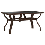 Garden Table Brown and Black 140x70x70 cm Steel and Glass 318772