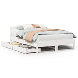 ZNTS Bed Frame without Mattress White 120x190 cm Small Double Solid Wood Pine 3301840