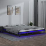 LED Bed Frame without Mattress Grey 140x190 cm Solid Wood 820653