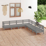 7 Piece Garden Lounge Set Solid Wood Pine Grey 3083096