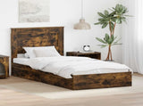 Storage Bed with Drawer Smoked Oak 90 x 190 cm Engineered Wood 3410272