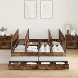 Storage Bed Frame with Drawer Smoked Oak 160 cm Engineered Wood 3335657