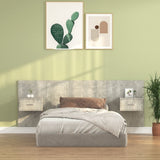 Bed Headboard with Cabinets Concrete Grey Engineered Wood 3115679