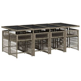 9 Piece Garden Dining Set with Cushions Grey Poly Rattan 3211640