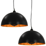 Ceiling Lamps 2 pcs Black and Gold Semi-spherical 40 cm E27 50876