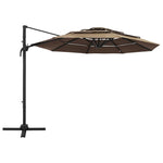 4-Tier Garden Parasol with Aluminium Pole Taupe 3x3 m 313831