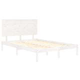 Bed Frame White Solid pine wood, Plywood Double Bed Frame 3104784