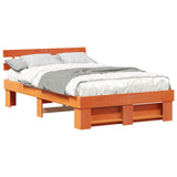 Bed Frame with Headboard Wax Brown 140 x 190 cm Solid Pine Wood 872490