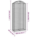 Arched Gabion Basket 100x50x220/240 cm Galvanised Iron 153441