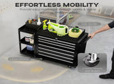 Lockable Steel Tool Chest on Wheels, 7 Drawer Tool Box with Handle for Workshop, Garage, Black T3398P554080