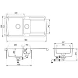 Granite Kitchen Sink Double Basins White 144855