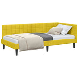 Corner Bed Frame with Headboard Yellow 100 x 200 cm Velvet 42016444