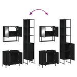 ZNTS 3 Piece Bathroom Furniture Set Black Engineered Wood 3214680