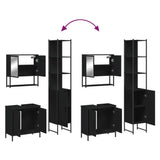 ZNTS 3 Piece Bathroom Furniture Set Black Engineered Wood 3214680