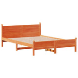 Bed Frame without Mattress Wax Brown 135x190 cm Double Solid Wood Pine 3309787