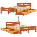 Bed frame without Mattress Wax Brown 135x190 cm Double Solid Wood Pine 3309055