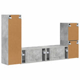 TV Cabinet Set Wall-mounted 4 pcs Concrete Grey Engineered Wood 3409027