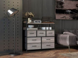 Rustic Chest of Seven Fabric Drawers - Grey Wood Effect T3398P330513