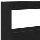 Headboard Cabinet with LED Black Oak 140x17x102 cm 863130
