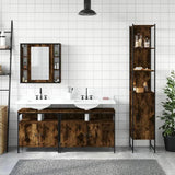4 Piece Bathroom Cabinet Set Smoked Oak Engineered Wood 3214747