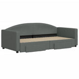 Daybed with Trundle&Drawers without Mattress Dark Grey 90x190 cm Single 3197262