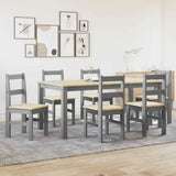 7 Piece Dining Set PANAMA Grey Solid Wood Pine 3345192