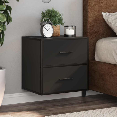 ZNTS Wall-mounted Bedside Cabinets 2 pcs Black 40x31x39.5 cm 848725