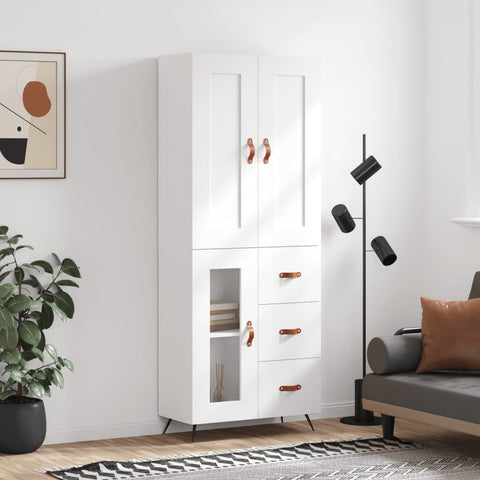 Highboard White 69.5x34x180 cm Engineered Wood 3199913