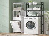 Tall Bathroom Cabinet, with Laundry Basket - White T3398P378059
