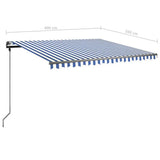 Freestanding Manual Retractable Awning 400x350 cm Blue/White 3069816