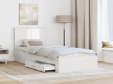 Bed Frame White and Silver 70 x 190 cm Engineered Wood 3411368