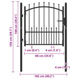 Fence Gate EMMEN with Spikes Steel 104x97 cm Black 146398