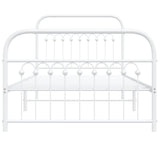 Metal Bed Frame without Mattress with Footboard White 100x200cm 376662