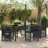 Garden Dining Set 5 pcs Black Powder-Coated Steel 3380651
