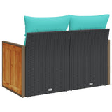 Garden Sofa with Cushions 2-Seater Black Poly Rattan 366037