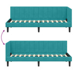 Corner Bed Frame with Headboard Turquoise 80 x 200 cm Velvet 42016336