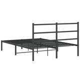Metal Bed Frame without Mattress with Headboard Black 140x200cm 355366
