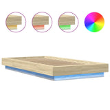 Bed Frame with LED Lights without Mattress Sonoma Oak 90x200cm 3281121
