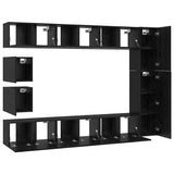TV Cabinet Set Wall-mounted 10 pcs Black Oak Engineered Wood 3393244