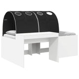 Kids'High Bed Frame with Desk White and Black Engineered Wood 3423682