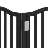Dog Gate with Door Foldable 9 Panels Black 450 cm Poplar Wood 3155597