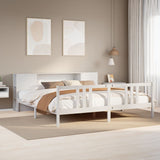 ZNTS Bookcase Bed without Mattress White 200x200cm Solid Wood Pine 3322290