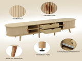 TV Stand with 2 Drawer 2 Sliding Doors 2-Tier Storage Shelf,Oval TV Cabinet Storage Sideboard with N605P339343E