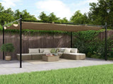 Pergola with Retractable Roof Taupe 395x292x230 cm 360118